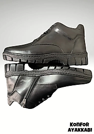 Konfor Ayakkabı %100 Deri Premium Fermuarlı Kısa Özel Güvenlik Bot