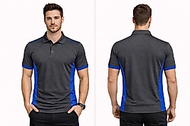 Füme Mavi Çizgili Polo Yaka Tişört