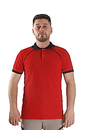 Kırmızı Siyah Çizgili Polo Yaka Tişört