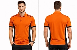 Turuncu Siyah Çizgili Polo Yaka Tişört