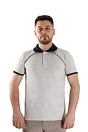 Gri Siyah Çizgili Polo Yaka Tişört