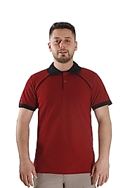 Bordo Siyah Çizgili Polo Yaka Tişört
