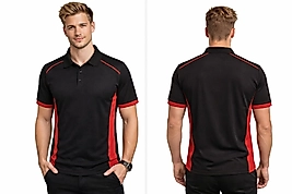 Siyah Kırmızı Çizgili Polo Yaka Tişört