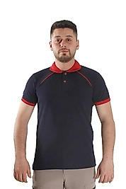 Füme Kırmızı Çizgili Polo Yaka Tişört