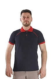 Siyah Kırmızı Çizgili Polo Yaka Tişört