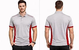 Gri Kırmızı Çizgili Polo Yaka Tişört