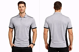 Gri Mavi Çizgili Polo Yaka Tişört