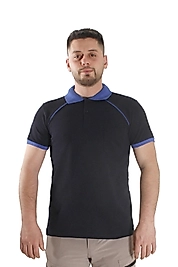 Siyah Mavi Çizgili Polo Yaka Tişört